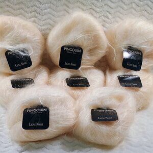 LOT - Pingouin Mohair Blend - IVORY- 8 Donuts - 50 g/87 yards each